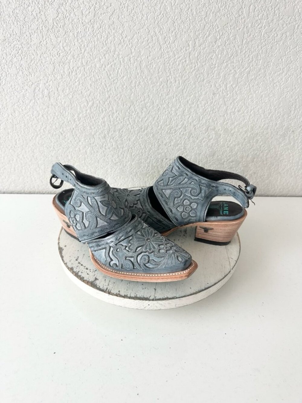 Lane Robin Slingback Mule Womens Cowboy Boots Blue Cowgirl Western Ankle Size 8
